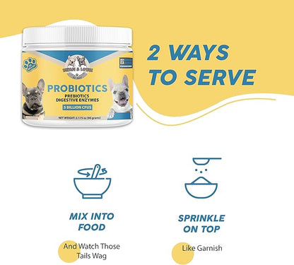 Dog Probiotics, Cat Probiotics, Probiotics for Dogs, Probiotics for Cat, 5 Billion CFUs + Prebiotics + Digestive Enzymes for Digestive Health & Immune Support, Skin & Coat, Dog Probiotic, 90 Grams