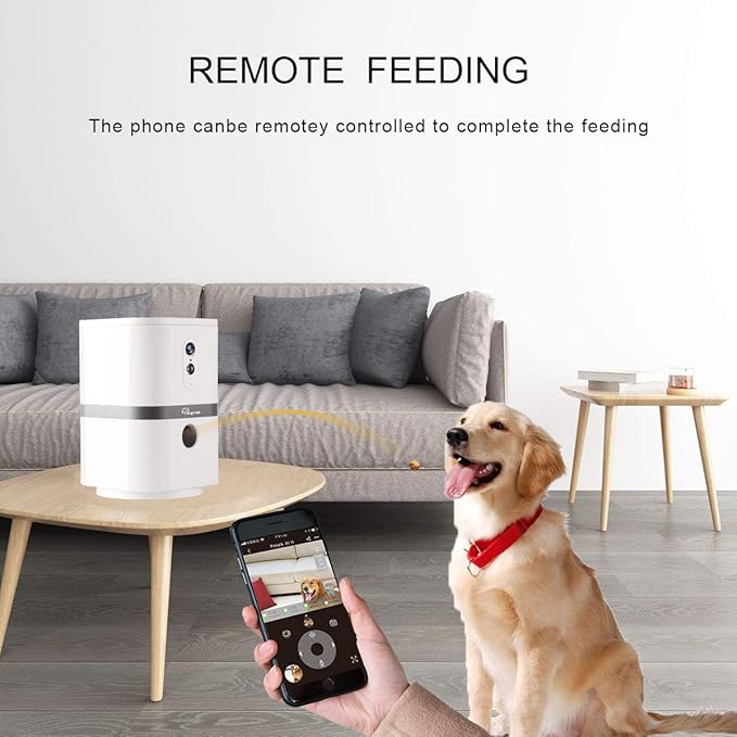 SKYMEE Petalk AI II Dog Camera Treat Dispenser, WiFi Remote Pet Camera with 180° PTZ and Night Vision, Compatible with Alexa
