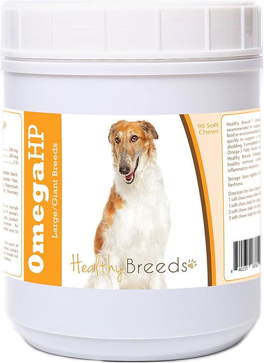 Healthy Breeds Borzois Omega HP Fatty Acid Skin and Coat Support Soft Chews 90 Count