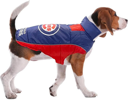 MLB Chicago Cubs Puffer Vest for Dogs & Cats, Size Small. Warm, Cozy, and Waterproof Dog Coat, for Small and Large Dogs/Cats. Best MLB Licensed PET Warming Sports Jacket