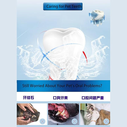Cat Dog Pet Toothbrush & Toothpaste Kit,360 Degree Pet Toothbrush,Pet Teeth Cleaning kit,Reduces Plaque, Whitens Teeth, Freshens Breath