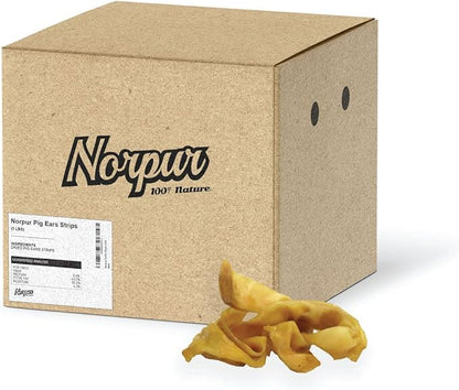 Natural Pig Ear Strips for Dogs, 5 lb. Box, Oven Baked Pork Training Treats for Small to Medium Breeds, Soft and Fully Digestible, Supports Joint, Dental, and Coat Health, Made in Canada
