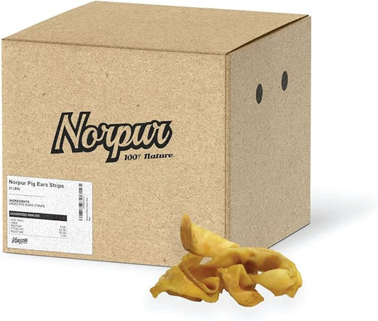 Natural Pig Ear Strips for Dogs, 5 lb. Box, Oven Baked Pork Training Treats for Small to Medium Breeds, Soft and Fully Digestible, Supports Joint, Dental, and Coat Health, Made in Canada