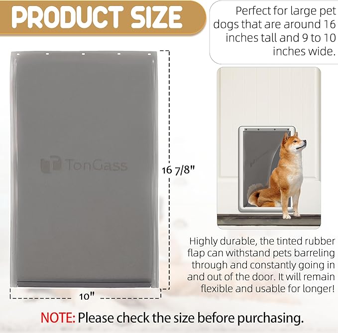 TonGass Dog Door Flap Replacement Compatible with PetSafe Freedom Dog and Cat Doors PAC11-11039 - Large 16 7/8" x 10" Pet Door Flap with Magnetic Closure