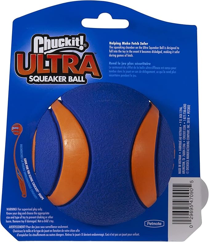 Chuckit! Ultra Squeaker Dog Ball, Fetch Toy, Extra Large - 3.5 inch, For 100lb and over, 1 Pack