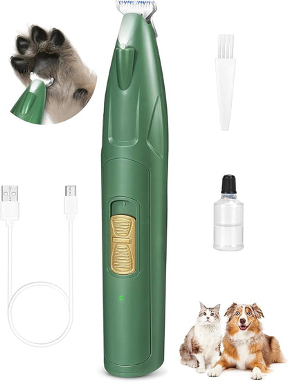 Dog Paw Trimmer with LED Light, 2 Speed Dog Clippers for Grooming Small Dogs, Rechargeable Low Noise Pet Shaver for Trimming Dogs Cats Hair Around Paws, Eyes, Ears, Face, Rump
