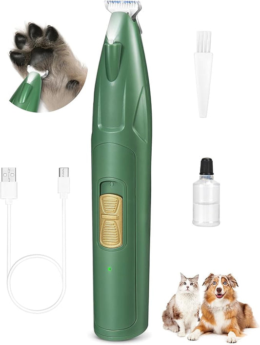Dog Paw Trimmer with LED Light, 2 Speed Dog Clippers for Grooming Small Dogs, Rechargeable Low Noise Pet Shaver for Trimming Dogs Cats Hair Around Paws, Eyes, Ears, Face, Rump