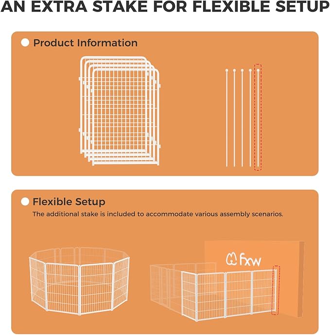FXW Homeplus Dog Playpen Designed for Indoor Use, 40" Height for Large Dogs, White│Patented