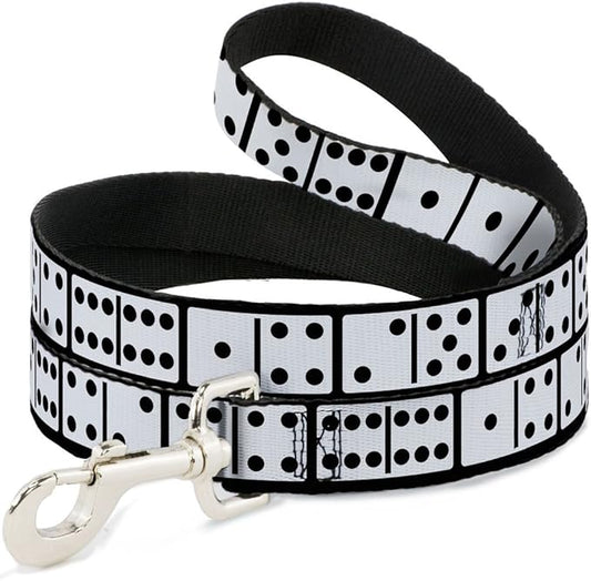 Dog Leash Dominoes Black White Black 6 Feet Long 1.0 Inch Wide