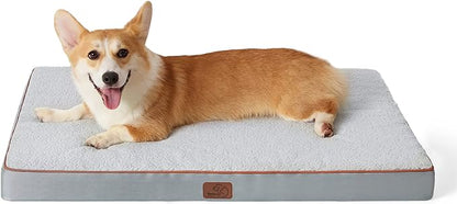 Bedsure Medium Dog Beds for Medium Dogs - Orthopedic Dog Beds with Removable Washable Cover, Egg Crate Foam Pet Bed Mat, Suitable for Dogs Up to 35lbs, Light Grey