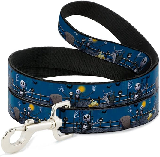 Buckle-Down Dog Leash Nightmare Before Christmas Jack Zombie Duck Zero Cemetery 4 Feet Long 1.0 Inch Wide, Multicolor (DL-WDY037)