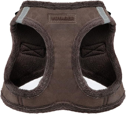 Voyager Step-In Plush Dog Harness – Soft Plush, Step In Vest Harness for Small and Medium Dogs by Best Pet Supplies - Harness (Chocolate Suede), XS (Chest: 13 - 14.5")