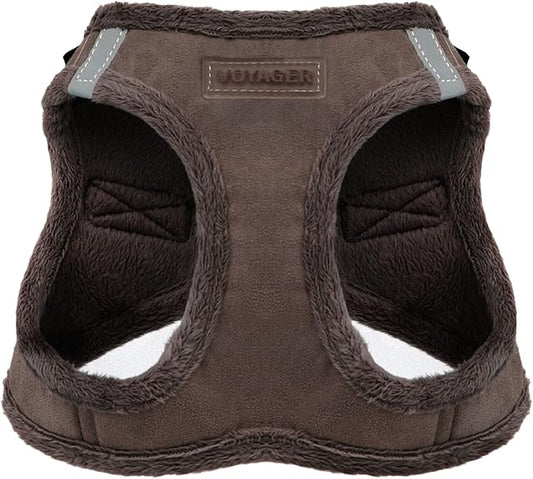 Voyager Step-In Plush Dog Harness – Soft Plush, Step In Vest Harness for Small and Medium Dogs by Best Pet Supplies - Harness (Chocolate Suede), XS (Chest: 13 - 14.5")