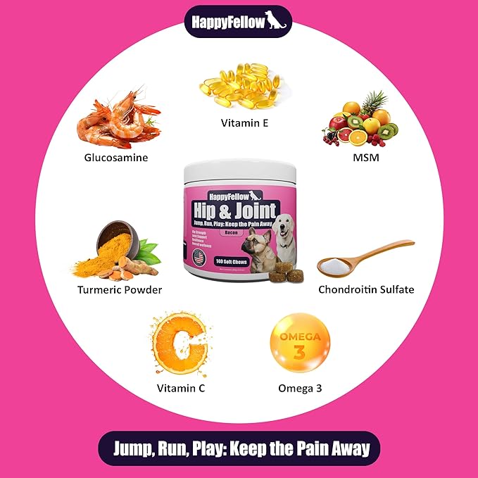 Hip and Joint Supplement for Dogs - Mobility Aids Glucosamine Chondroitin for Dogs Arthritis Pain Relief Anti Inflammatory, Small Large Breed Advanced Support, Pain Relief, 140 Soft Chews