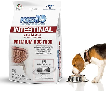 Forza10 Active Dry Intestinal Dog Food, Gastrointestinal Dog Food, Digestive and Intestinal Diet Dry Dog Food for Adult and All Breeds (6 Pounds)