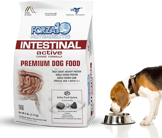 Forza10 Active Dry Intestinal Dog Food, Gastrointestinal Dog Food, Digestive and Intestinal Diet Dry Dog Food for Adult and All Breeds (6 Pounds)