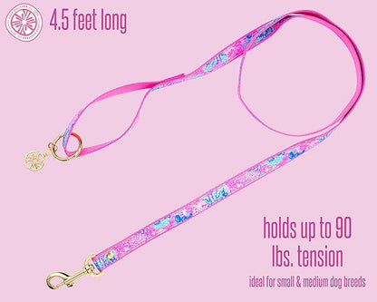 Lilly Pulitzer Cute Dog Leash with Handle Loop, Long Walking Lead Holds Pets Up to 90 Pounds, Splendor in The Sand (S/M)