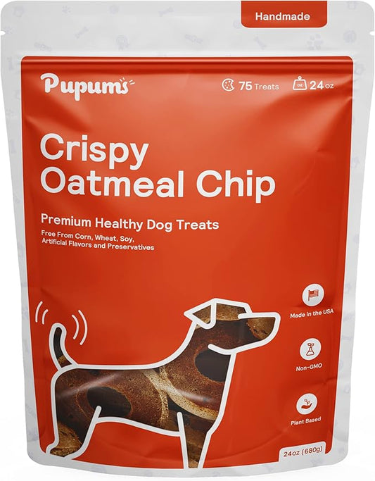 Healthy Dog Training Treats Non-GMO Grain Free Human Grade Crispy Oatmeal Chip Made in USA (24oz)