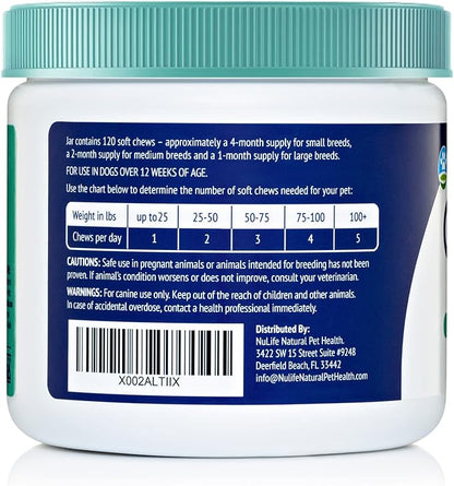 Omega Skin and Coat Chews for Dogs, Wild Salmon Dog Treats with Biotin & Vitamin E, Helps with Itchy Skin, Allergy Relief & Shedding, Omega 3 6 9, EPA & DHA Fatty Acids, Made in USA, 120 Chews