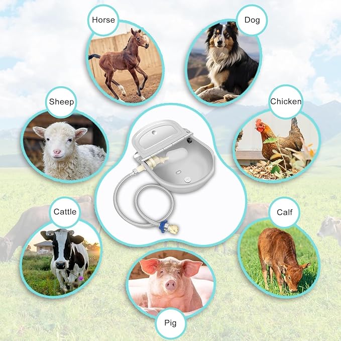 Automatic Water Bowl Dispenser for Dog, 304 Stainless Steel Animal Waterer Kit with Float Valve,for Livestock,Horse,Dog,Goat,Pig, Chicken, Animals Drinking Water Trough