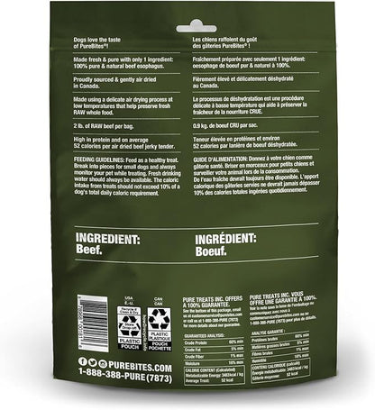 PureBites Beef Jerky Dog Treats, 1 Ingredient, Made in Canada, 7.5oz