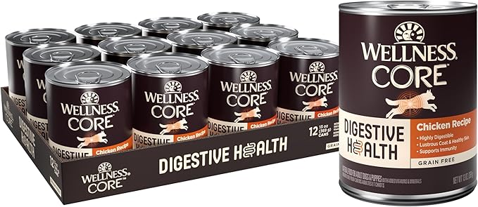Wellness CORE Digestive Health Chicken Grain Free Wet Dog Food, 13 Ounce Can (Pack of 12)