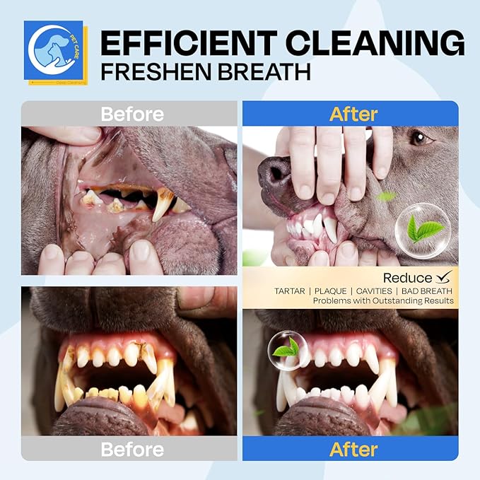 Dental Care Wipes for Dog- Teeth Cleaning Finger Wipes for Plaque and Tartar Removal, Safe & Gentle Disposable Toothbrush Wipes for Fresh Breath & Gum Care - 50 Pcs