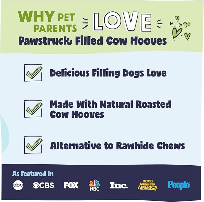 Pawstruck Peanut Butter Filled Cow Hooves for Dogs - Made in The USA Dog Dental Treats & Dog Chews Beef Hoof - 5 Count - Packaging May Vary