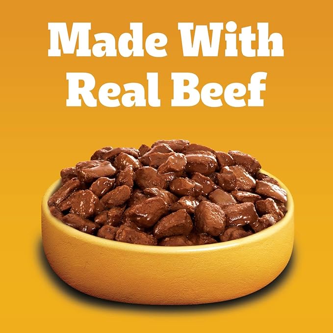 Pedigree Puppy Soft Wet Dog Food Morsels in Sauce with Beef, 3.5 oz Pouches, Pack of 16