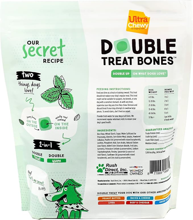 Ultra Chewy Denta-Mint Minis Value Pack Dental Dog Treats. Made in The USA, Healthy Treats, Easy to Digest, Promotes Dental Health - 20 Oz