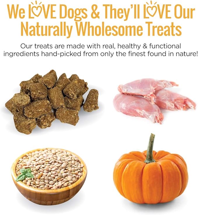 All Natural Dog Treats - Rabbit & Pumpkin - Training Treats for Dogs & Puppies with Allergies, Sensitive Stomachs - Soft Dog Treats, Grain Free, Chewy, Human-Grade, Made in USA - 5oz Bag