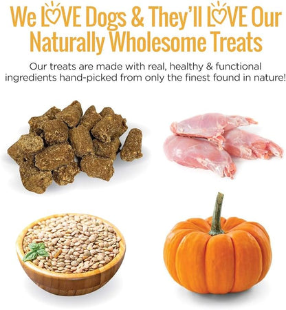 All Natural Dog Treats - Rabbit & Pumpkin - Training Treats for Dogs & Puppies with Allergies, Sensitive Stomachs - Soft Dog Treats, Grain Free, Chewy, Human-Grade, Made in USA - 5oz Bag