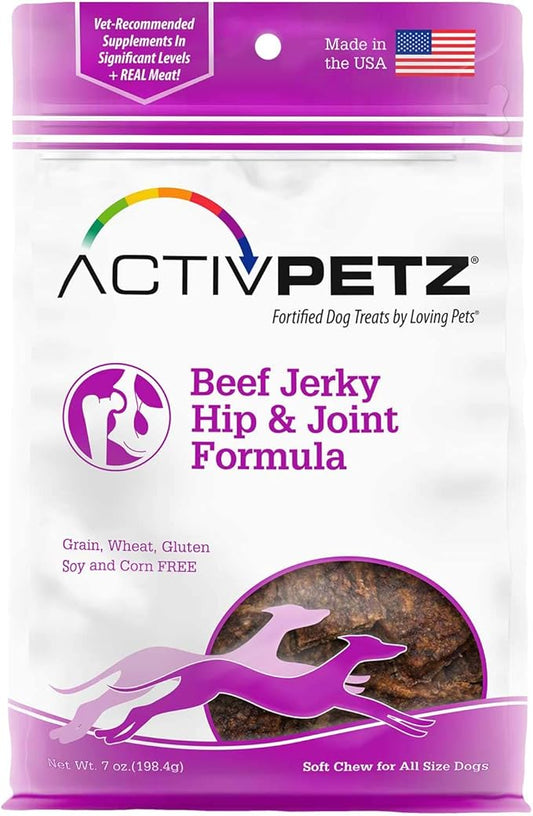 Loving Pets Activpetz Beef Jerky Hip & Joint Formula Dog Treat, 7 Oz