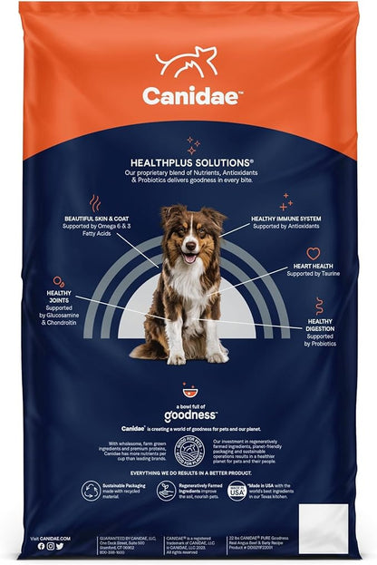 CANIDAE Pure Limited Ingredient Premium Adult Dry Dog Food, Real Beef & Barley Recipe, 22 lbs, with Wholesome Grains