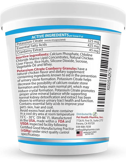 Potassium Citrate Plus Cranberry Granules 300gm for Cats and Dogs - Urinary Tract Support-Helps Deter Formation of Calcium Oxalate Stones - Deters Bladder & Kidney Stones (Made in U.S.A)