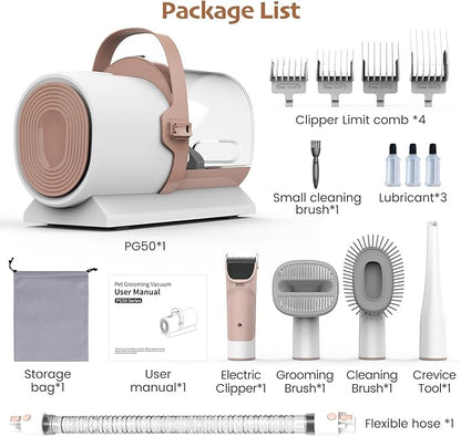 Dog Grooming Vacuum – Dog Hair Vacuum for Shedding Grooming, Pet Vacuum Grooming Kit with 11000Pa Suction Power – includes 4 Grooming Tools for Dogs and Cats – Perfect for Pet Grooming, PG50.