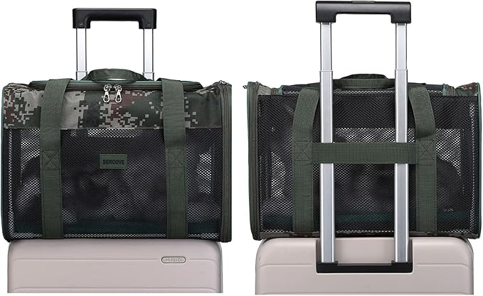 Framed Soft-Sided pet Carrier, cat, Dog, Rabbit and Poultry Carrier, Airline Approved Carrier.(Large, Military Green)