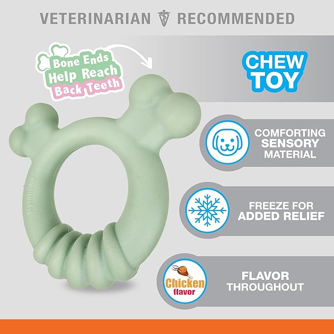 Nylabone Sensory Material Puppy Chew Toys Bundle - Puppy Teething Toys for Boredom & Stimulation - Puppy Supplies - Allergen-Free Peanut Butter and Chicken Flavor, Small/Regular (2 Count)