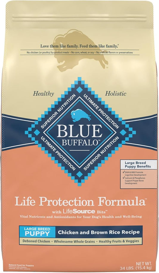 Blue Buffalo Life Protection Formula Natural Puppy Large Breed Dry Dog Food, Chicken and Brown Rice 34-lb
