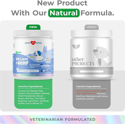 Joint Supplement for Dogs - 90 Soft Chews - with Green Lipped Mussel, Glucosamine, Turmeric, Fish Oil, MSM and Yucca Schidigera (Hip + Hemp Soft Chew)