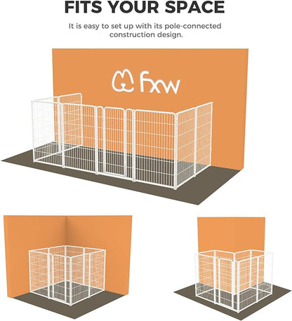 FXW Homeplus Dog Playpen Designed for Indoor Use, 45" Height for Large Dogs, White│Patented