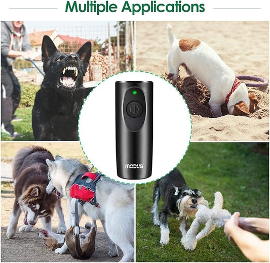 MODUS Ultrasonic Dog Barking Deterrent Device, Anti-Barking Device for Dogs, Bark Control Range of 16.4Ft, Dog Trainer, Wrist Strap, Battery Included, LED Indicate, Indoor and Outdoor