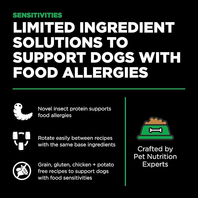 GO! SOLUTIONS Sensitivities Limited Ingredient Dry Dog Food - Insect recipe - Complete & Balanced Nutrition for All Life Stages, 22 lbs