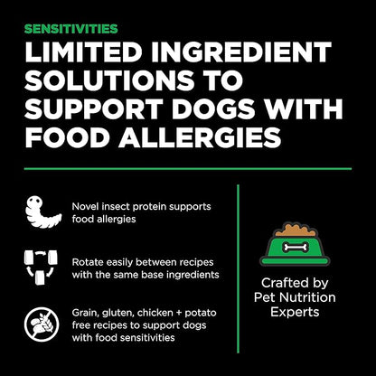 GO! SOLUTIONS Sensitivities Limited Ingredient Dry Dog Food - Insect recipe - Complete & Balanced Nutrition for All Life Stages, 22 lbs