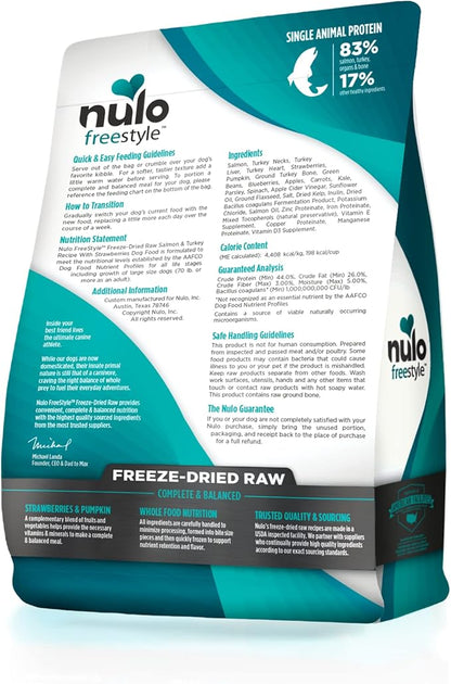 Nulo Freestyle Freeze-Dried Raw, Ultra-Rich Grain-Free Dry Dog Food for All Breeds and Life Stages with BC30 Probiotic for Digestive and Immune Health 5 Ounce (Pack of 1)
