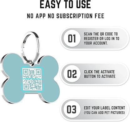 QR Code Dog Tag,Dog Tags Personalized for Pets, Custom Dog Name ID Tags Personalized Dog and Cat Tags -Free Online&Scan QR Receive Instant Location Alert Email