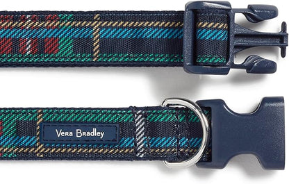 Vera Bradley Women's Recycled Lighten Up Water-repellent Adjustable Pet Collar, Tartan Plaid, Large