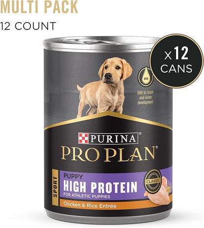 Purina Pro Plan Sport High Protein Puppy Food Chicken and Rice Wet Formula - (Pack of 12) 13 oz. Cans