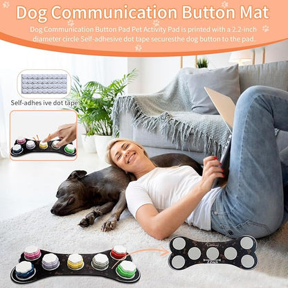 Set of 7 Dog Buttons for Communication-Dog Recordable Training Buttons with Rubber Mat,Dog Talking Buttons,Pet Buttons,Dog Training & Behavior Aids,Train Your Dog to Voice What They Want