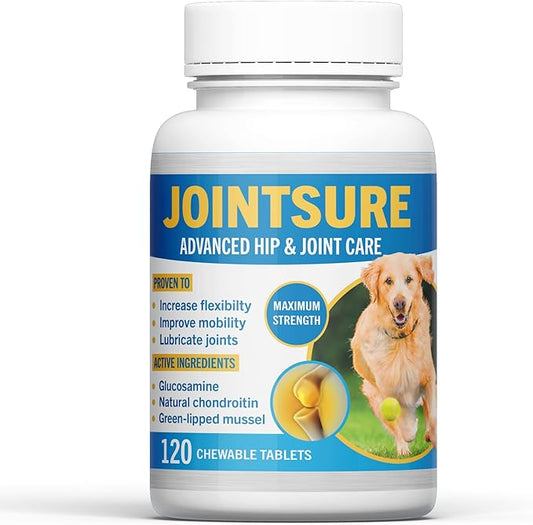 Hip and Joint Supplement for Dogs - Glucosamine for Dogs - Joint Support Supplement for Dogs with Glucosamine, Chondroitin and Green Lipped Mussels - 120 Tablets for All Breeds & Sizes